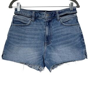 {Hollister} "Ultra High Rise Mom Shorts" Frayed Cutoff Hem Slit Cutout Shorts